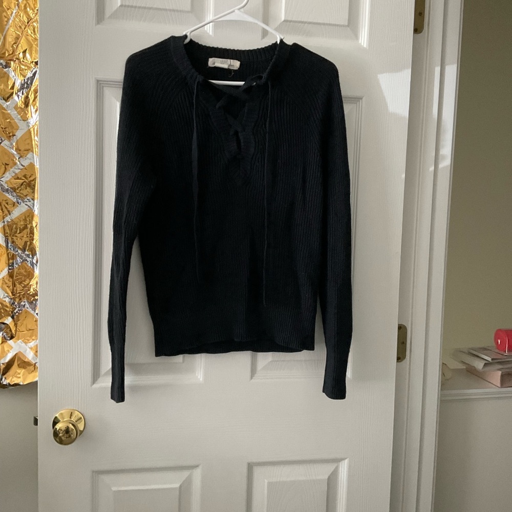 H&M LOGG Black Sweater with criss cross tie in front